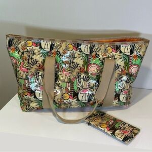 LeSportsac Le SportSac Flamingo XL beach bag & zip pouch with clip summer